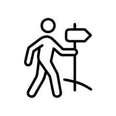 Poster - Person walking tour, simple line art, isolated guide