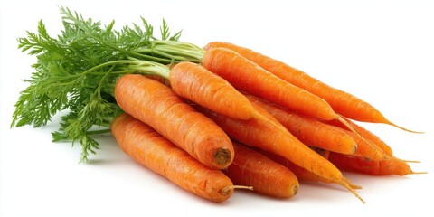 Aufkleber - Fresh Carrots With Green Tops on White Background, Representing Healthy Eating and Organic Farming for Food Bloggers and Culinary Professionals : Generative AI