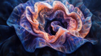 Poster - interwoven spirals of light and dark tones, creating a hypnotic pattern that seems to stretch infinitely within a digital world