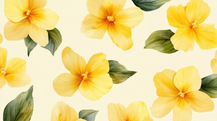 Poster - Watercolor Yellow Flowers Seamless Pattern Artistic Botanical Illustration Floral Design Element Background Texture Repeating Surface Pattern