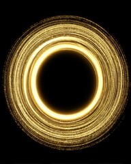 Poster - abstract golden light ring on black background, digital art, glowing circle, elegant design, modern 