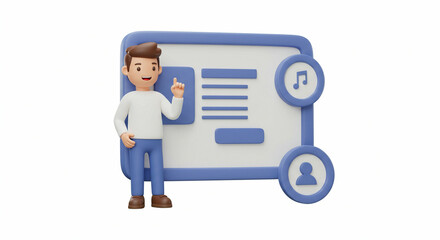Poster - Animated presenter explaining digital content