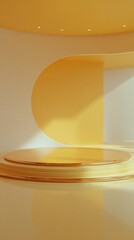 Poster - Modern Yellow Stage Platform Showcase Display Product Presentation Studio Shot Minimalist Design Interior Architecture