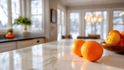 Poster - Oranges and Lemons on Marble Kitchen Island, Representing Healthy Eating and Fresh Start Lifestyle : Generative AI