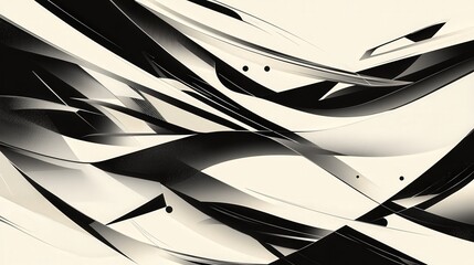 Poster - overlapping polygons and curved lines in gradient tones, creating a sense of motion and flow within the composition