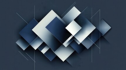 Poster - geometric shapes vector design featuring clean lines and sharp-edged shapes in shades of blue and gray, arranged in a symmetrical pattern