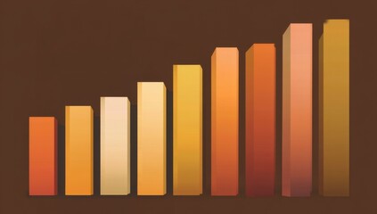 Aufkleber - Rising Bar Graph in Warm Tones Against Brown, Illustrating Growth and Financial Performance in Business Presentations : Generative AI