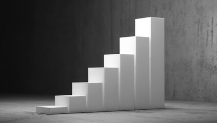 Aufkleber - White Block Staircase Against Concrete Wall, Symbolizing Career Growth and Business Development, Representing Success and Achievement : Generative AI