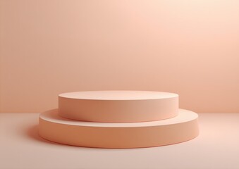 Leinwandbilder - Two-Tiered Round Podium in Peach Color, Ideal for Product Showcase and Minimalist Presentation, Emphasizing Simplicity and Elegance : Generative AI