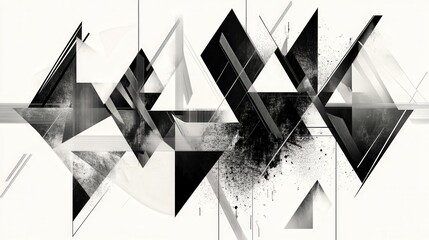 Poster - geometric shapes vector design featuring sharp triangles and angular lines in a monochrome color scheme, creating a professional and sophisticated aesthetic