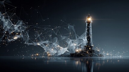 Poster - Digital lighthouse radiating guidance through a network of interconnected points
