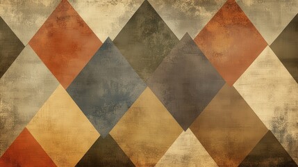 Poster - triangle background with muted earth tones, arranged in an overlapping pattern that gives an aged and retro vibe