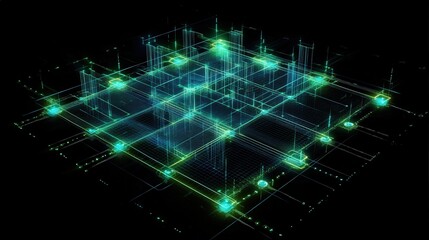 Poster - cyber security with secure digital grids, encryption elements, and protected data channels keeping sensitive information safe from cyber threats
