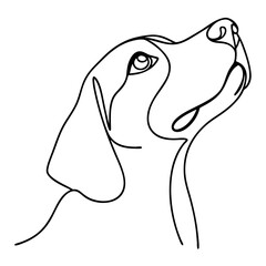 Poster - Beagle dog head line art illustration, black and white, for pet lovers