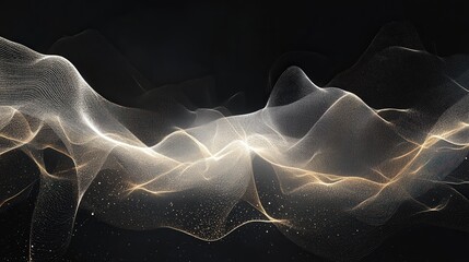 Poster - AI technology through interconnected points and lines, with data flowing seamlessly between them, creating a sense of constant movement