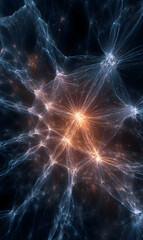 Poster - Abstract cosmic nebula with glowing center radiating energy and light throughout the dark expanse of space