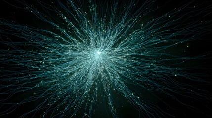 Poster - Abstract glowing network with vibrant light trails emanating from a central radiant point