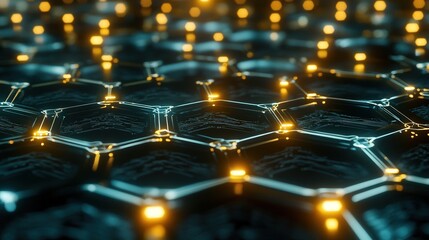 Poster - technology lines forming a digital lattice, where each connection point glows and pulses, symbolizing real-time data flow in a modern tech ecosystem