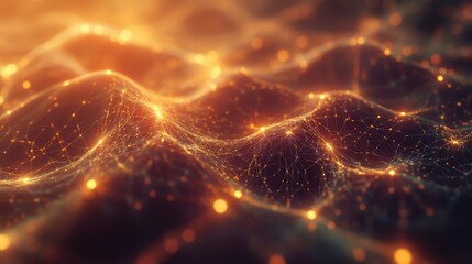 Poster - Intricate network of glowing points and connecting lines, representing the intelligent architecture of AI systems, with each point pulsating with energy
