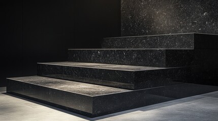 Poster - On the stage base, the black stone platform stands strong, its polished finish enhancing the performance atmosphere with a touch of elegance.