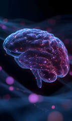 Poster - Artificial intelligence concept of a brain neural network with a glowing digital structure