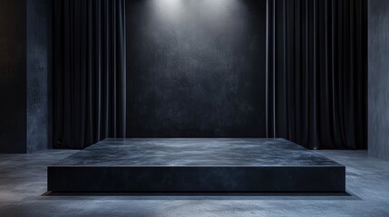 Poster - Positioned on the stage base, the black stone platform sleek surface catches the light, adding a touch of luxury to the minimalist stage design.