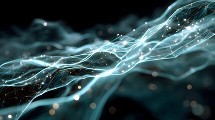 Poster - Abstract glowing network connection representing futuristic technology and complex data transmission