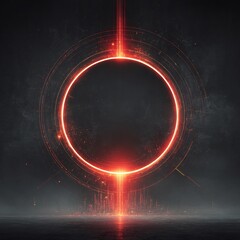Poster - Dynamic glowing ring portal with radiant energy cascade and geometric patterns
