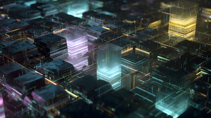 Poster - Advanced technology and futuristic city concept featuring intricate network of glowing structures