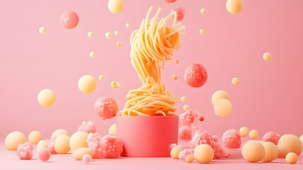 Poster - A colorful artistic representation of pasta in flight.