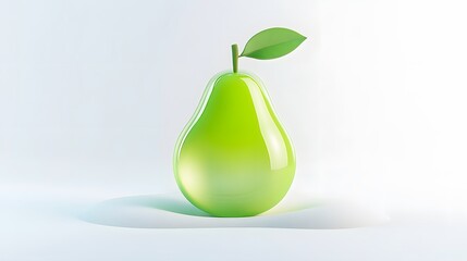Poster - A glossy, vibrant green pear illustration, detailed and visually appealing.