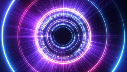 Leinwandbilder - Abstract neon light circles, creating a captivating and futuristic visual