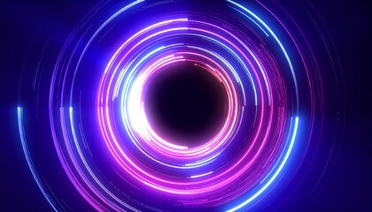 Leinwandbilder - Abstract glowing neon circles, perfect for creating stunning visual effects and backgrounds. The design features concentric circles with vibrant colors