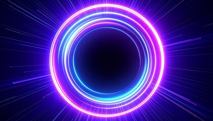 Leinwandbilder - Vibrant neon rings forming a mesmerizing portal