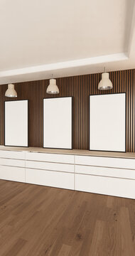 Mock up white modern on kitchen counter scene mockup and set shaped kitchen design. 3d rendering