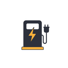 Poster - Electric Vehicle Charging Station Icon with Lightning Bolt Symbol