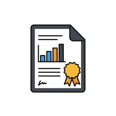 Poster - Legal Compliance Report Icon with Bar Graph and Official Ribbon