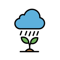 Poster - raining cloud icon watering a growing plant for nature