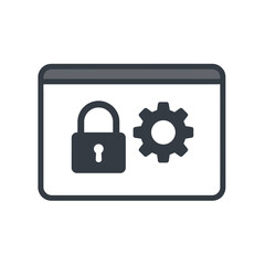 Poster - Digital Screen Icon with Lock and Gear Symbols for Security