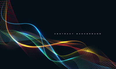 Poster - Abstract colorfull wave curve overlap on black design modern futuristic technology background vector