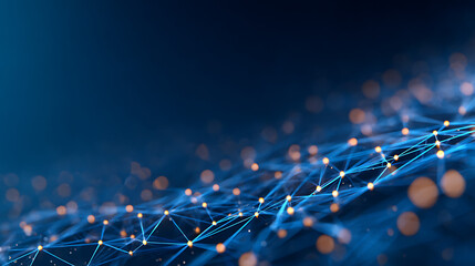 Aufkleber - Abstract interconnected network lines forming a digital structure in blue tones on dark background, representing technology and connectivity. 3D Rendering 15584889 3