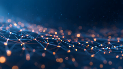Aufkleber - Abstract blue digital network background with glowing points and lines connecting nodes, symbolizing data flow and modern technology concept. 92868367 2