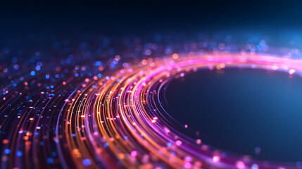 Aufkleber - Abstract glowing neon lines creating a circular shape, digital graphic style, on a dark background, concept of modern tech design. 3D Rendering 67143712 1