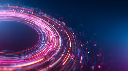 Aufkleber - Abstract glowing neon lines creating a circular shape, digital graphic style, on a dark background, concept of modern tech design. 3D Rendering 93472115 3