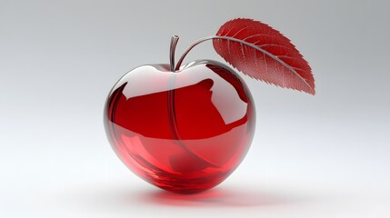Poster - Red glass  with leaf, digitally rendered.