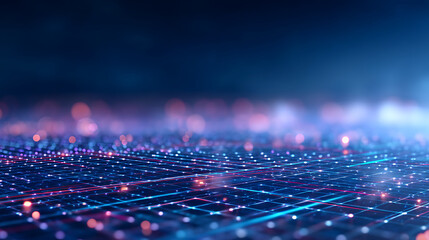 Aufkleber - Creative blue digital grid background blurry business interface. Technology, communication, connection, web and science concept. 3D Rendering. 49257289 1