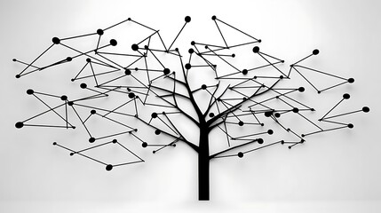 Poster - Abstract Tree Design with Geometric Shapes and Black Lines