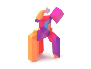 Poster - Colorful Abstract Geometric Figure Moving in Dynamic Pose