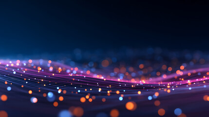 Aufkleber - Abstract glowing dots and lines creating a digital landscape on a dark backdrop, embodying the concept of data flow. Generative AI 64692799 2
