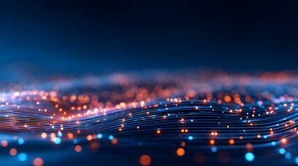 Aufkleber - Abstract glowing dots and lines creating a digital landscape on a dark backdrop, embodying the concept of data flow. Generative AI 13764352 4